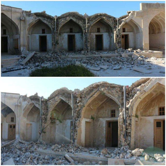 تخریب بخشی از بنای تاریخی بلادشاپور دهدشت