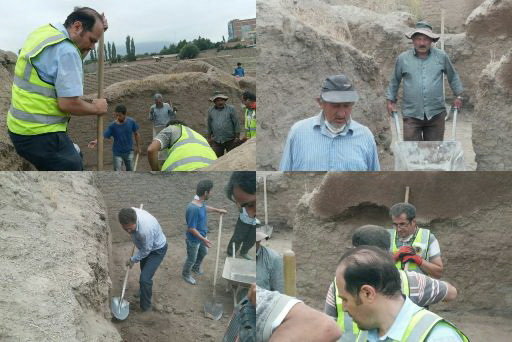 اجرای عملیات خاکبرداری اتاق‌های اثر تاریخی «کهنه‌قالا» توسط مردم