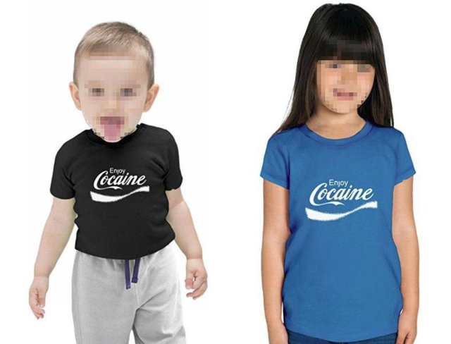 تبلیغ کوکائین بر لباس کودکان!