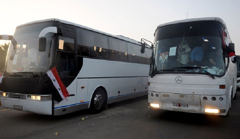 ۱۷ اتوبوس حامل تروریست ها از قلمون شرقی سوریه خارج شدند