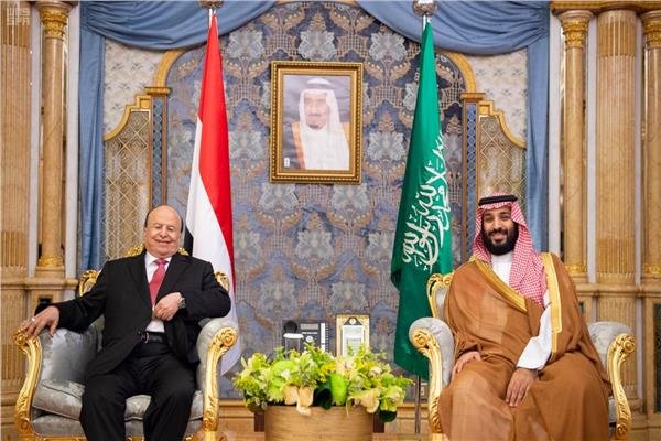 دیدار رئیس دولت مستعفی یمن با ولیعهد عربستان