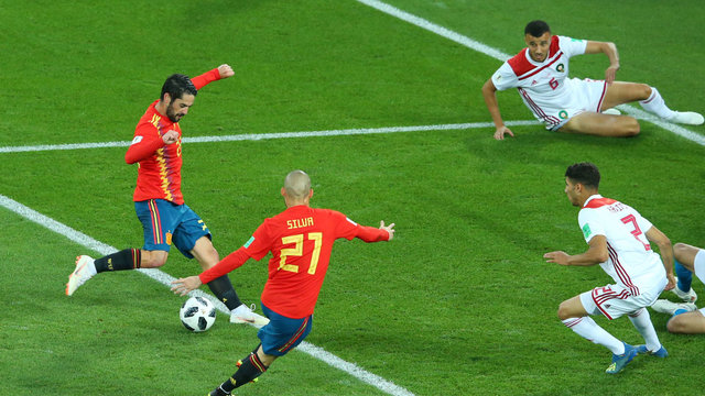 تساوی اسپانیا و مراکش در نیمه اول