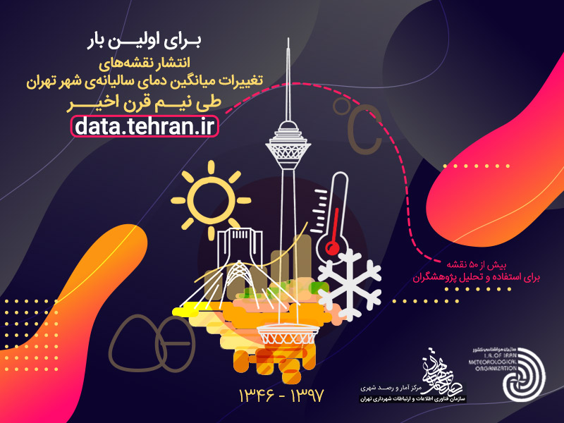 انتشار نقشه‌های تغییرات میانگین دمای سالیانه شهر تهران طی نیم قرن اخیر