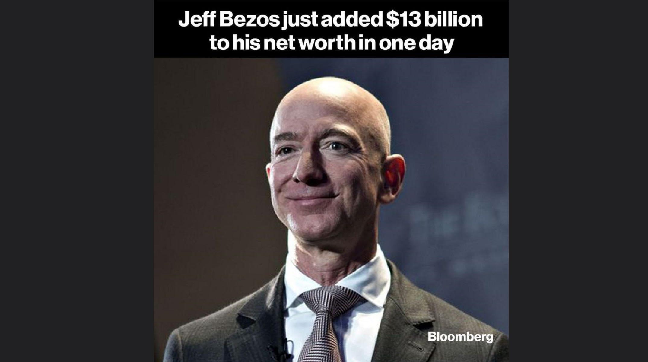 مدیرعامل آمازون در یک روز ۱۳میلیارد دلار به‌‌دست آورد