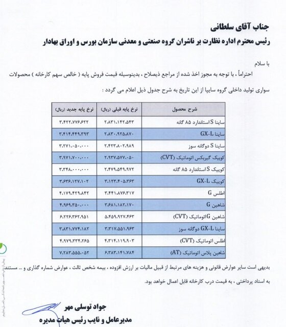 دو خودروساز بزرگ قیمت جدید محصولات خود را اعلام کردند